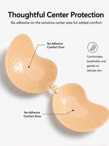 1pc Women's Reusable Adhesive Bra, Lift & Shape, Halter Neck, Invisible Lingerie Accessory For Party And Wedding - Multicolor - View 2