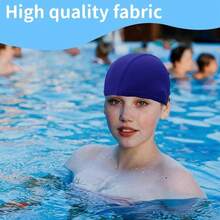 Set 2 cuffie nuoto unisex elastiche morbide nero e blu, taglia unica per capelli corti lunghi uomo donna bambino piscina surf - A - Visualizzare 5