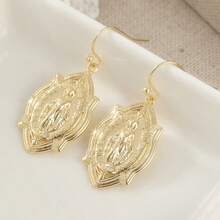 Gold Virgin Mary Religious Elegant Earrings, High Quality Women's Daily Gift - Gold - View 6