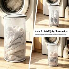 Shoe Washing Bag, Multi-Color Options, Suitable For Washing Machine And Dryer, Reusable Shoe Bag, Shoe Cleaning Bag For Sneakers, 360 Degree Deep Cleaning For All Shoe Types, Invisible Zipper, Large Capacity, One Shoe Bag Can Hold 2 Shoes, Suitable For Washing Underwear And Panties - Pack Of 4 (1 White + 1 Blue + 1 Gray + 1 Mesh) - View 5