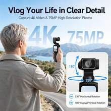4K High Definition Video Recording Device | Portable Rechargeable Vlogging Camera | 4K Handheld Stabilized Pocket Action Camera | 4X Zoom, 2400mAh Battery, CMOS Sensor, Suitable For Video And Vlogging Creation - View 2