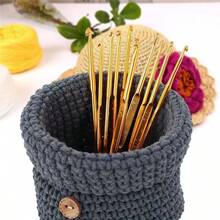 10pcs Gold Double-Ended Crochet Hook Set With 30 Stitch Markers And 3 Random Yarn Loops, Handmade DIY Knitting Tools - Crochet Set - View 2