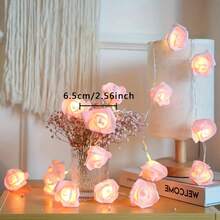 10-Light String Artificial Rose Lights, Suitable For Mother's Day, Backyard, Bar, Cafe Style, Camping Lighting, Patio, Wedding, Bedroom, Birthday Party, Graduation Season, Bar And Garden Decoration (Battery Not Included) - Rose String Lights - View 6
