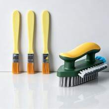 4pcs/Set 2-In-1 Cleaning Brush, Multi-Functional Gap Brush, Floor Brush, Bathroom Corner Gap, Toilet Cleaning Brush, Green/White, With Scraper, Durable Material, Suitable For Home Gap Cleaning - A - View 10