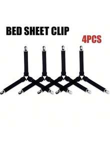 4pcs Metallic Bed Sheet Clips Adjustable Fasteners - Black - View 10