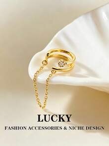 1pc Fashionable Minimalist Elegant Versatile Gold Ear Cuff, Suitable For Teenage Girls Daily, Festival And Party Wear - Ear Bone Clip - View 1