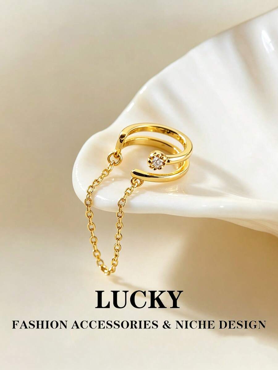 1pc Fashionable Minimalist Elegant Versatile Gold Ear Cuff, Suitable For Teenage Girls Daily, Festival And Party Wear - Ear Bone Clip - View 1