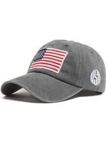 1 pieza Gorra de béisbol retro ajustable con bordado de bandera lateral, desgastada y suave, unisex, adecuada para deportes al aire libre, camping y uso diario - Bordado de bandera nacional - Ver 14