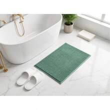 1pc 40x60cm Super Soft Absorbent Anti-Slip Rectangular Polyester Cationic Dual-Color Chenille Striped Floor Mat, Hot Melt Glue Backing, Thick Plush Bedroom Bedside Rug, Multi-Color Options, Machine Washable Quick Dry - Striped Series - View 2