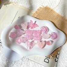 14件粉色可愛熊配件，愛心、蝴蝶DIY鞋飾，適用於穿孔涼鞋，優雅時尚，送給女友的禮物 - 粉色 - 查看 5