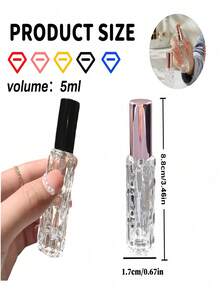 1pc Luxury 5ml Refillable Perfume Bottle, High-End Crystal Rhinestone Perfume Spray Bottle, Suitable For Outings, Shopping, Outdoor Gatherings, Travel, Camping, Running, Cycling, Hiking And Other Activities, Bottom Fill No-Pry Bottle, Leak-Proof And No-Spray Leak, Reusable, Suitable For Room, Bedroom, Daily Use, Perfume Decanting, Perfume Sprayer, Refillable Container - Multicolor - View 5