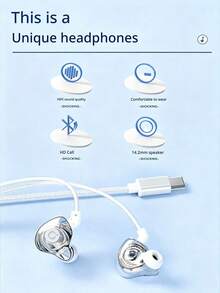 ASUS Adol L08 Wired Earphones Type C/3.5mm Interface In-Line Microphone Support Song Switching/Call/Volume Control HiFi Sound Quality Black/White PC Phone In-Ear Wired Earphones - View 10