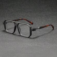 1 Pair Men's Metal Retro Square Fashionable Non-Prescription Glasses, Suitable For Back To School, Daily Life, Outdoor Leisure Activities, Office Business And Other Occasions, Fashion Accessory - Clear - View 1
