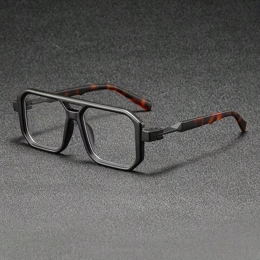 1 Pair Men's Metal Retro Square Fashionable Non-Prescription Glasses, Suitable For Back To School, Daily Life, Outdoor Leisure Activities, Office Business And Other Occasions, Fashion Accessory - Clear - View 1