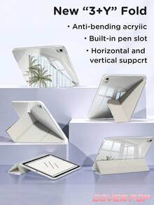 藍色條紋與椰子樹圖案平板保護殼，相容 iPad 9.7/10.2/10.5/10.9/12.9/Pro 11、第 10 代、Galaxy Tab S6 Lite 10.4"、Kindle Paperwhite 第 12 代 2024、Kindle (第 11 代-2024)，柔軟防震，智慧支架/自動喚醒/睡眠，Y 型折疊平板保護套，多種觀看角度，夏季海洋元素 - 彩色 - 查看 5