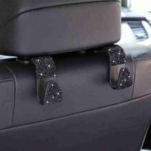2件裝水鑽汽車座椅背掛鉤，創意隱形掛鉤，可用於懸掛配件 - A - 查看 9
