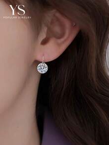 1 Pair Minimalist Delicate Single Rhinestone Ear Hooks, Simple Fashion Business Jewelry Earrings, Student Korean Style - Silver - View 2