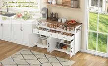 Rustic Style Sideboard Buffet With Shelves, White And Brown, 140cm - White and Brown - View 5