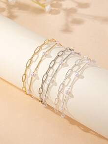 1pc/3pcs Double Layer Pearl Minimalist Bracelet, Simple Design For Women's Daily Commute - Multicolor - View 10
