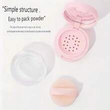 1pc Mini Portable Powder Compact And Honeycomb Puff Box, Built-In Mirror, Puff, Sifter And Sponge Holder - 3g Compact Container For Loose Powder, Makeup Tools, Travel, Home, Fashionable Round Design, Suitable For Loose Setting Powder, Mineral Powder, Blush Powder, Etc., Prevents Powder Leakage While Evenly Distributing Powder - Multicolor - View 9