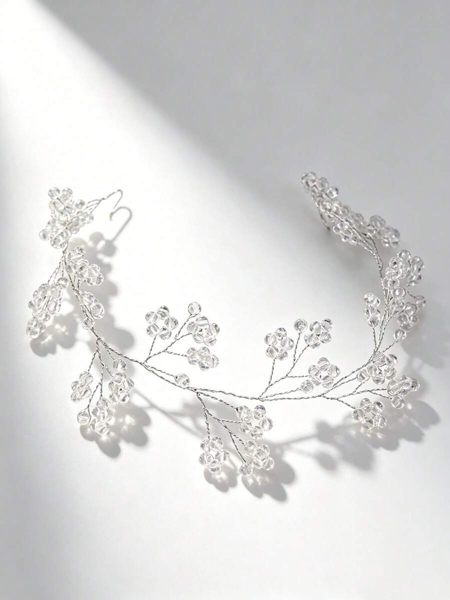 JOJELOO 1PC Fashion Bridal White Flower Handmade Headband, Elegant Bohemian Style Hair Accessory - White - View 1