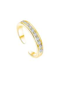 EleRunis 925 Sterling Silver Elegant Circular Diamond Toe Ring Adjustable Size Summer Beach Wear Open Design Versatile Foot Jewelry For Girls Beach Travel - Gold - View 7