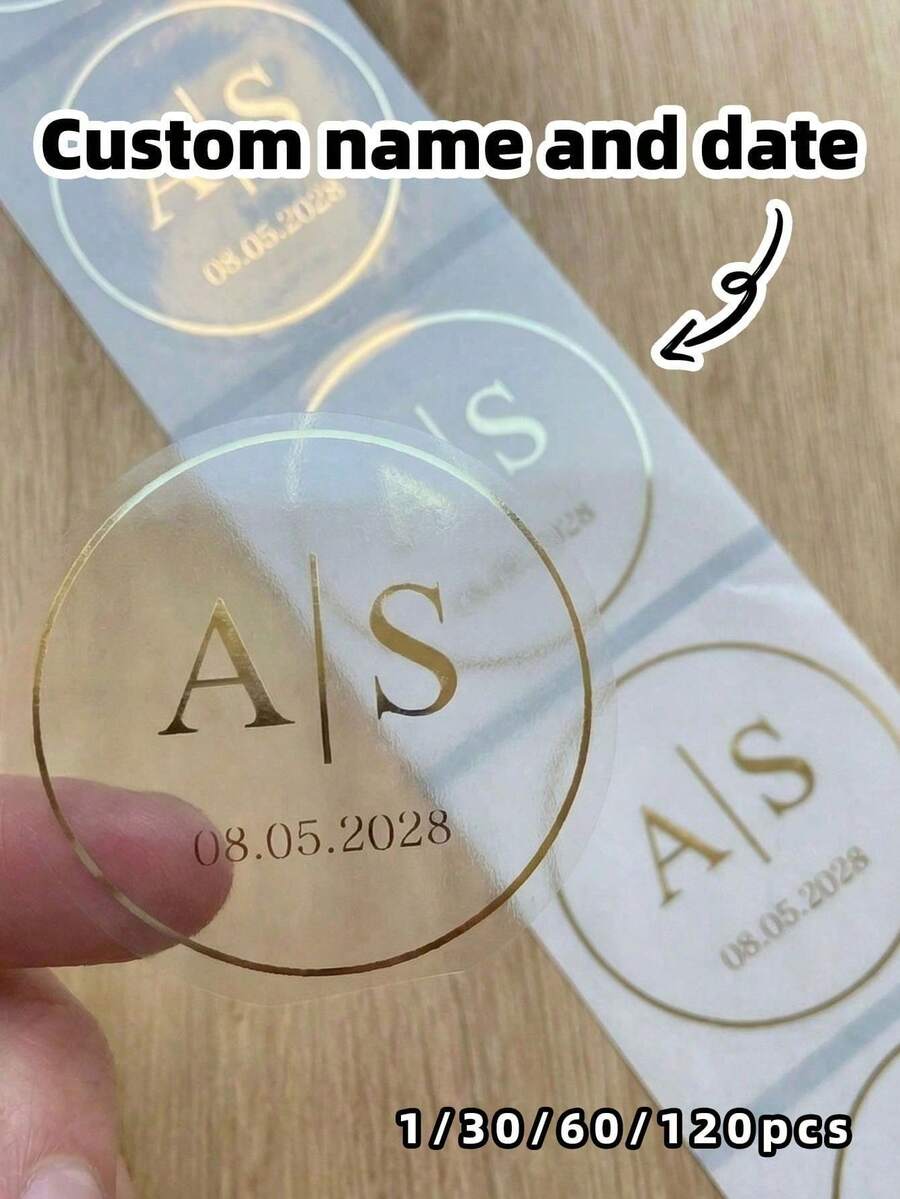 1/30/60/120pcs Customized Round Label Stickers, Waterproof And Oil-Proof, Can Be Applied To Sealed Jars Or Snack Bags For Identification, Wedding Labels, Invitations, Ideal Gifts, Suitable For Weddings, Parties, Bachelor Parties, Dates, Personalized Gifts, Thank You Labels - Multicolor - View 1