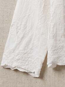 Vacation White Boho Eyelet Cutout Blouse Loose Petal Sleeve Scallop Hem Front Placket Shirt For Summer Street Daily Matching - White - View 11
