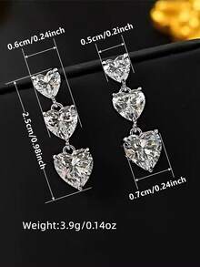 1 par de elegantes pendientes de circonita cúbica para mujer, joyería para boda, compromiso y fiesta, regalo del Día de San Valentín - 1# - Ver 5