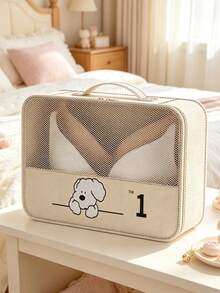 Cute Cartoon Print Travel Storage Bag Lightweight Mesh Clothes Packing Cubes Portable Zipper Shoe Bag Drawstring Underwear Cosmetic & Makeup Pouch - View 9