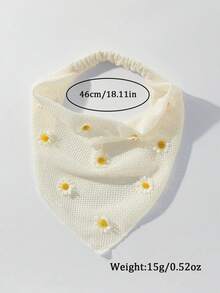 2件/1套 女款時尚原創花卉刺繡捲邊雛菊裝飾髮帶髮箍，適合日常與度假使用 - 白色+黑色 - 查看 6
