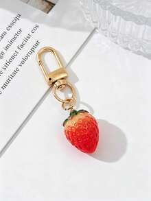 3pcs Cute Cherry Strawberry Keychain Pendant Set, Sweet Fruit Charms Versatile For Backpacks, Car Keys, Suitable As Small Gifts - Red - View 9
