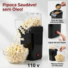 Máquina Elétrica de Pipoca 1200W 110V Sem Óleo, Preparo em 3 Minutos, Portátil para Festas e Uso Familiar, Máquina de Pipoca por Ar Quente - Visão 5