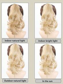 Synthetic Wavy Ponytail Extension Hairpiece Short Curly Claw Clip Ponytail For Women Heat Resistant Pony Tail Clip Fake Hair - Multicolor - View 6