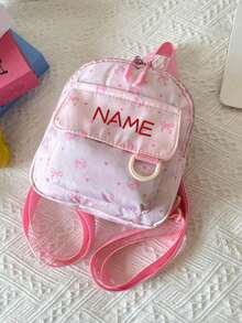 1pc Mini Back To School Personalized Customized Versatile Cute Strawberry Bow Backpack, Zipper Closure Nylon Material, Adjustable Shoulder Strap, Hand-Carry, Suitable For School, Shopping, Daily Commute, Outdoor Travel. Birthday Gift. - Multicolor - View 8