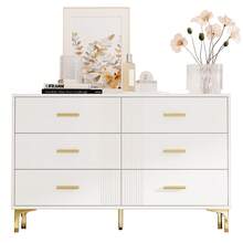 Sideboard With 6 Drawers - White Door Cabinet With Drawers For Living Room And Bedroom, Dimensions: - 白色 - 查看 9