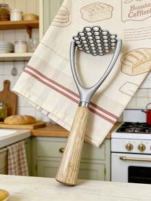 1pc Manual Potato Masher With Wooden Handle, Heavy-Duty Pressing Tool, Can Produce Smooth And Fluffy Mashed Potatoes, Kitchen Essential, Suitable For Home Cooking And Holiday Meals - Multicolor - View 9