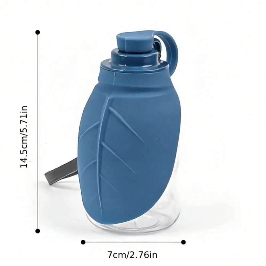 300ml Portable Pet Travel Water Bottle, Leak Proof Dispenser With Foldable Leaf Bowl Material For Dogs Cats Outdoor Use - Blue - View 1