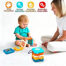 Mainan Sensorik Bayi Lipat 5-in-1 untuk Perjalanan, Kubus Aktivitas Gantung Portabel untuk Kereta Dorong/Tempat Tidur Bayi, Mainan Gelisah untuk Melatih Keterampilan Motorik Halus ala Montessori, Usia 18 Bulan ke Atas - MultiWarna - View 8