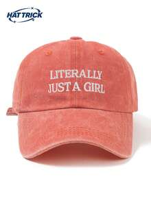 1件中性復古做舊軟頂棒球帽，LITERALLY JUST A GIRL字母刺繡個性化鴨舌帽，防曬透氣可調節帽帶，百搭卡車司機帽/爸爸帽，日常通勤、街頭、戶外運動、徒步、露營必備 - B - 查看 17