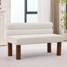 Oversized Modern Minimalist Bench, Armless Design, Wooden Frame – Ideal For Dining Room/Bedroom/Entrance Area - Beige - View 1