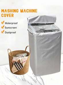 Open-Top Washing Machine Dust Cover, Oxford Cloth Waterproof Sun-Proof Dust-Proof Thickened Protective Cover, Appliance Protection Cover Suitable For Top-Loading Washing Machines, Thickened Oxford Cloth Fabric Effectively Waterproof Dust-Proof UV-Resistant, Protects Washing Machine From Sun And Rain To Extend Service Life, Open-Top Design Convenient For Easy Access To Clothes, Multiple Sizes Available To Fit Different Washing Machine Specifications, Suitable For Home, School Dorm, Office And Travel Storage Organization Scenarios, Essential Appliance Protection Item For Seasonal Storage, Keeps Washing Machine Always Clean And Like New. - Silver - View 9