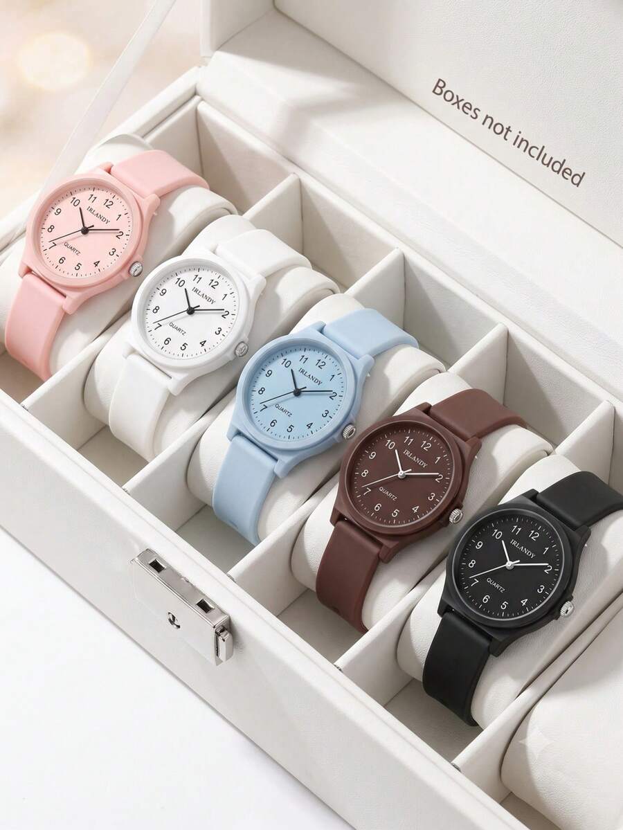 JasonRolls 5PCS Women's Wristwatches Vintage Classic Minimalist Round Dial Exquisite Digital Scale Elegant Women's Quartz Watch Suitable For Daily Casual Decoration, Holiday Parties, Valentine's Day, Anniversary, Wedding, Christmas And Other Occasions Also The Best Holiday Gift For Family And Friends Christmas Gift - Multicolor - View 1