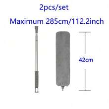 2/4pcs Ultra Soft Microfiber Dusting Cleaning Set With Extendable Pole, Flexible Duster, Suitable For Ceiling Fans, High Ceilings, Blinds, Furniture, Air Conditioners, Car Surfaces, Ideal For Kitchen, Bathroom, Home Cleaning - Grey - View 10