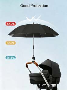 Payung Matahari Stroller UPF 50+ yang Dapat Diputar 360° dengan Pegangan Penjepit Lengan Fleksibel, Perlengkapan Pelindung Matahari Musim Panas untuk Stroller, Sepeda, Kursi Roda, Payung Pantai, Cocok untuk Berkemah, Memancing, Kursi Luar Ruangan - A - View 14
