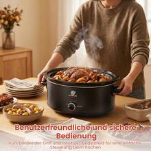 SUPERLEX 180W Electric Frying Pan, Multi-Function Cooking Pot, Electric Hot Pot And Rice Cooker With Non-Stick Coating For Easier Cleaning; Multi-Function Slow Cooker With Four Speed Settings, Pizza Cooker And Adjustable Temperature; Suitable For Home Kitchen; Casseroles And Slow Cookers Can Easily Prepare Corn Soup, Mixed Stews, Beef Broth And Pork Rib Soup, Healthy Porridge And Dessert Soup - EU F Type Plug(220-240V) - View 9