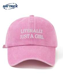 1件中性復古做舊軟頂棒球帽，LITERALLY JUST A GIRL字母刺繡個性化鴨舌帽，防曬透氣可調節帽帶，百搭卡車司機帽/爸爸帽，日常通勤、街頭、戶外運動、徒步、露營必備 - B - 查看 20