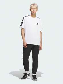 Adidas 男士 ES+ 3S 春夏針織無領短袖T恤 TKF3739 - 黑與白 - 查看 6