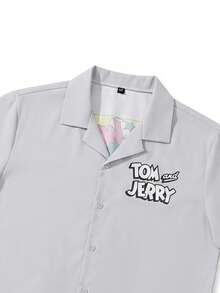 Strevion TOM & JERRY Men's Cartoon Graphic Short Sleeve Single-Breasted Shirt - Multicolor - View 3