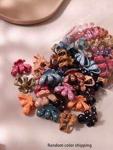 10/20/30pcs Dark Polka Dot Banana Hair Clips, Vintage Style Low Saturation Dark Color Bangs Claw Side Hair Clips Hair Accessories (Random Color) - Multicolor - View 4